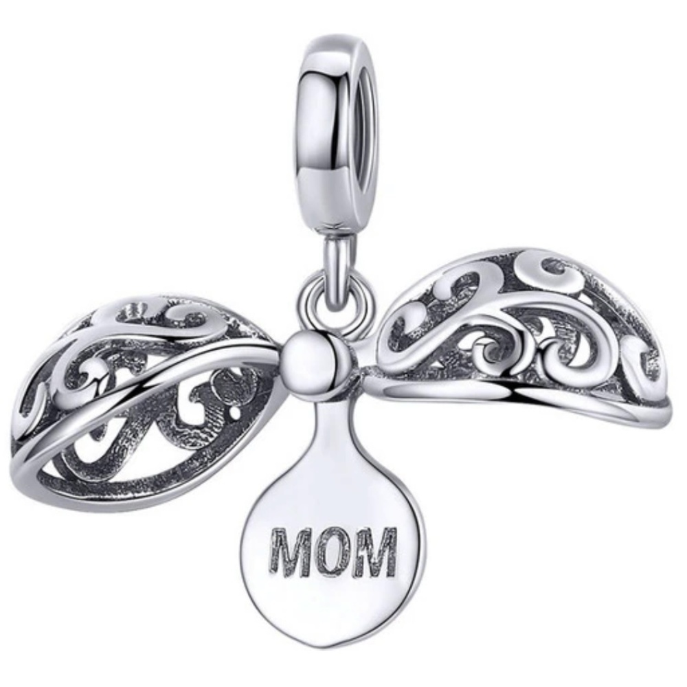 Sterling Silver Winged 'Mom' Charm
